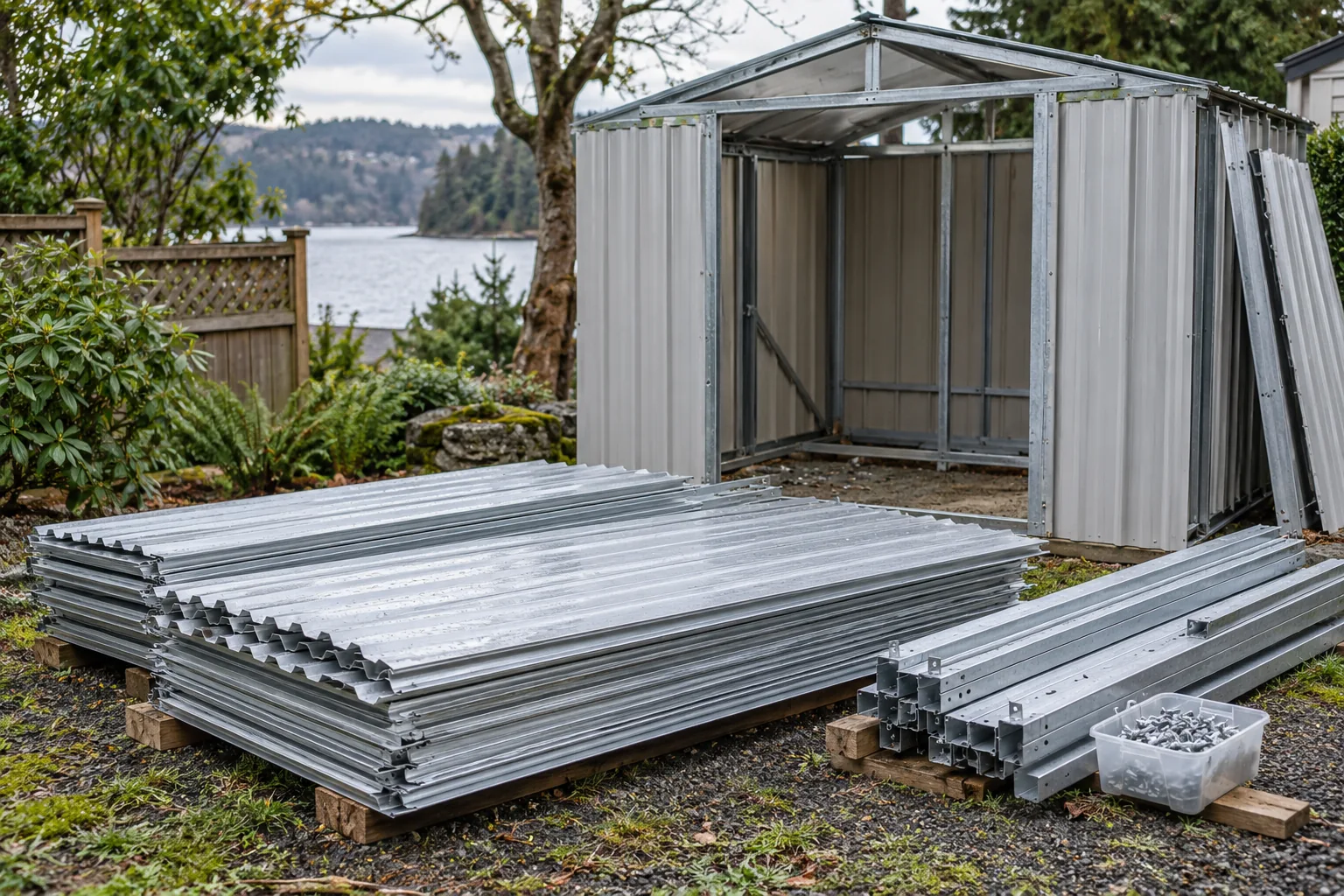 Illustrative detail of metal shed removal work